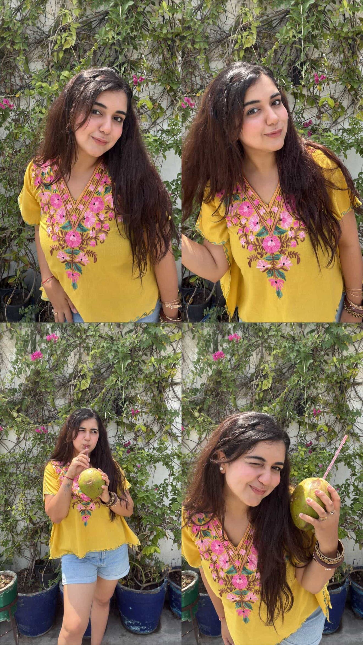 Lailaa Mustard Short Kaftan with Aari Work Embroidery