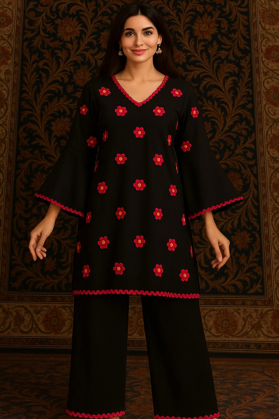 Zoon Black Kurta Set for Women-Summer Edition
