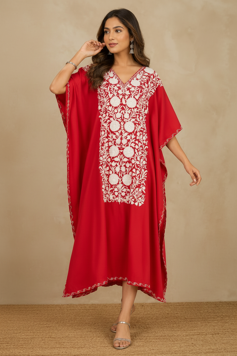 Heer Red Color Aari Work Kaftan