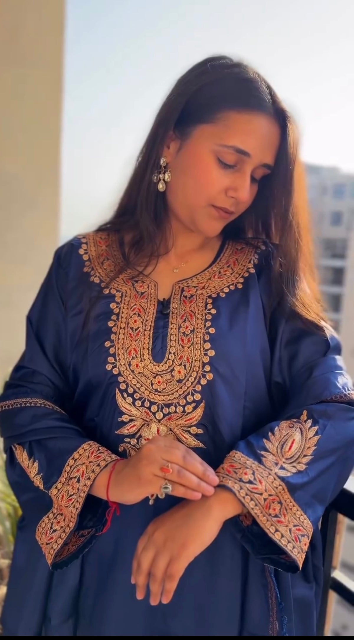 Leela Stitched Navy Blue Tilla Suit Set with dupatta