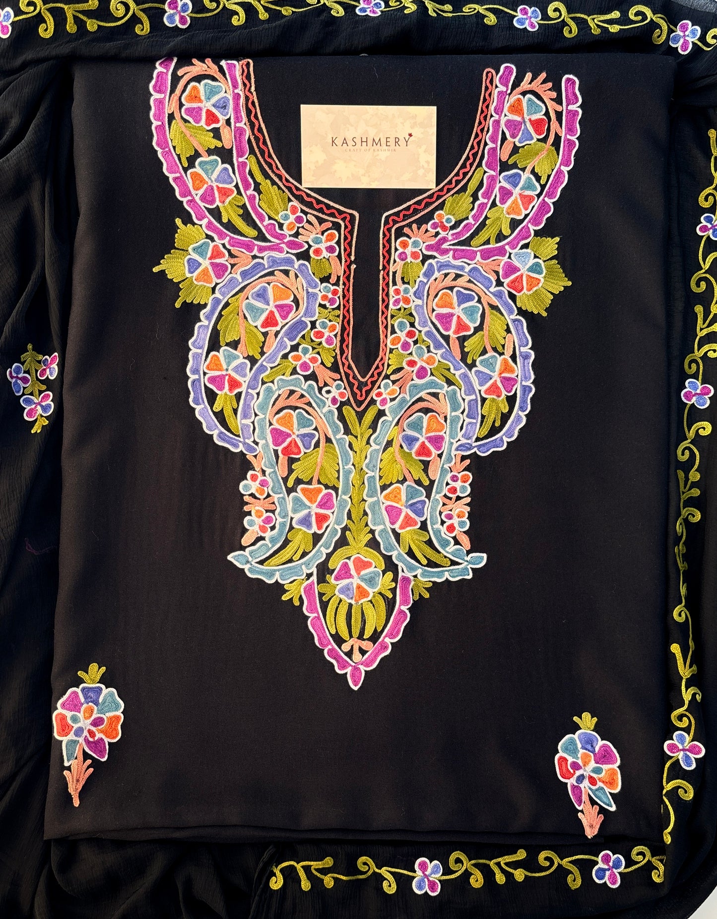 Gul Black Badam Aari Embroidered Unstitched Suit – Summer Edition