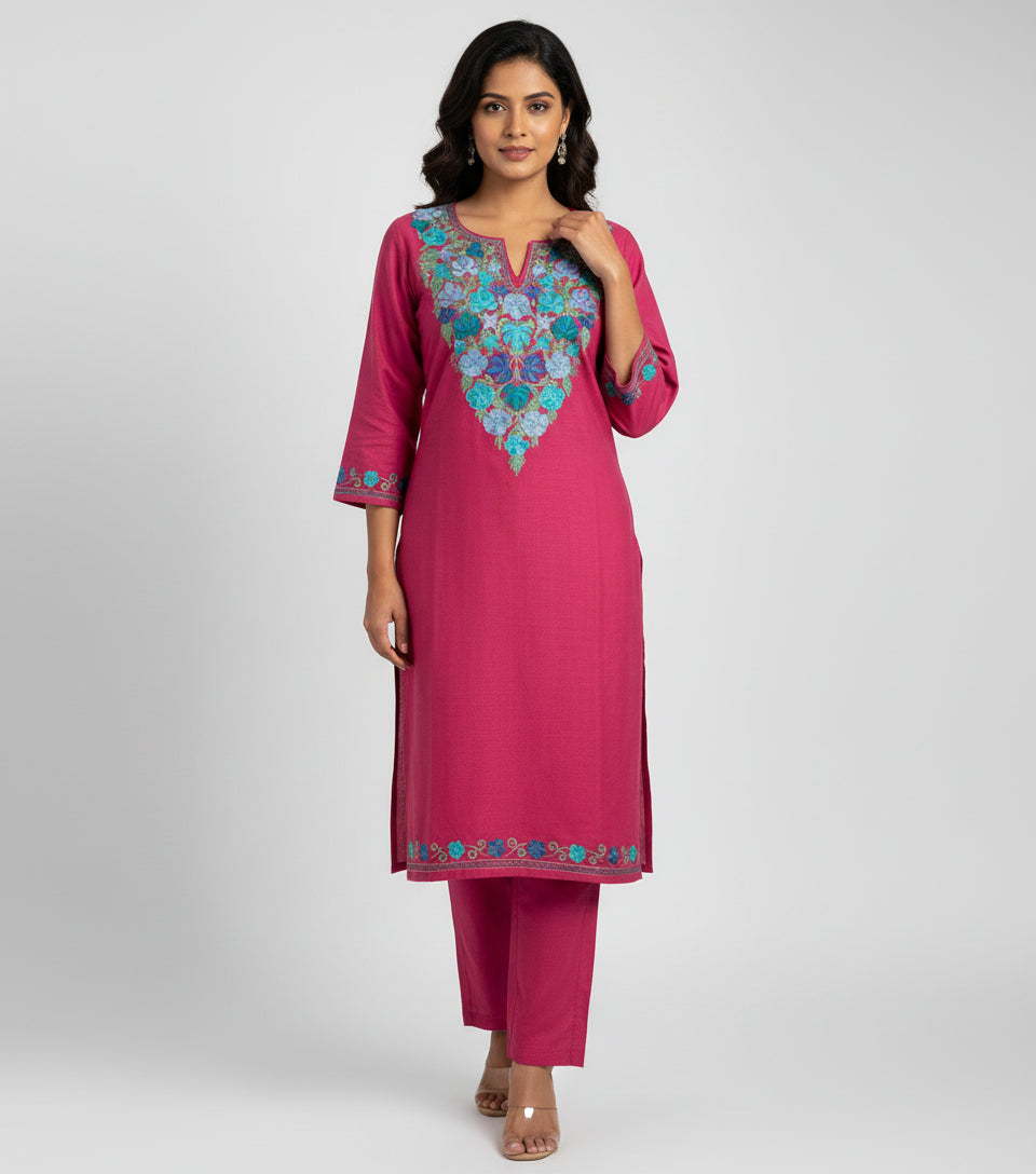 Bahar Noon Chai Pink Aari Embroidered Co-Ord Set – Summer Edition