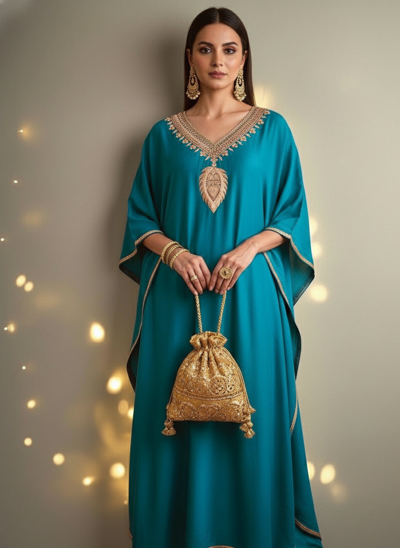 Mahira Royal Ferozi Tilla kaftan