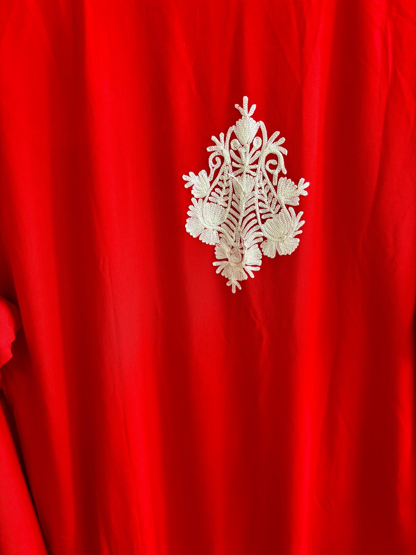 Summer Posh Red Aari Kurta with bell Sleeves