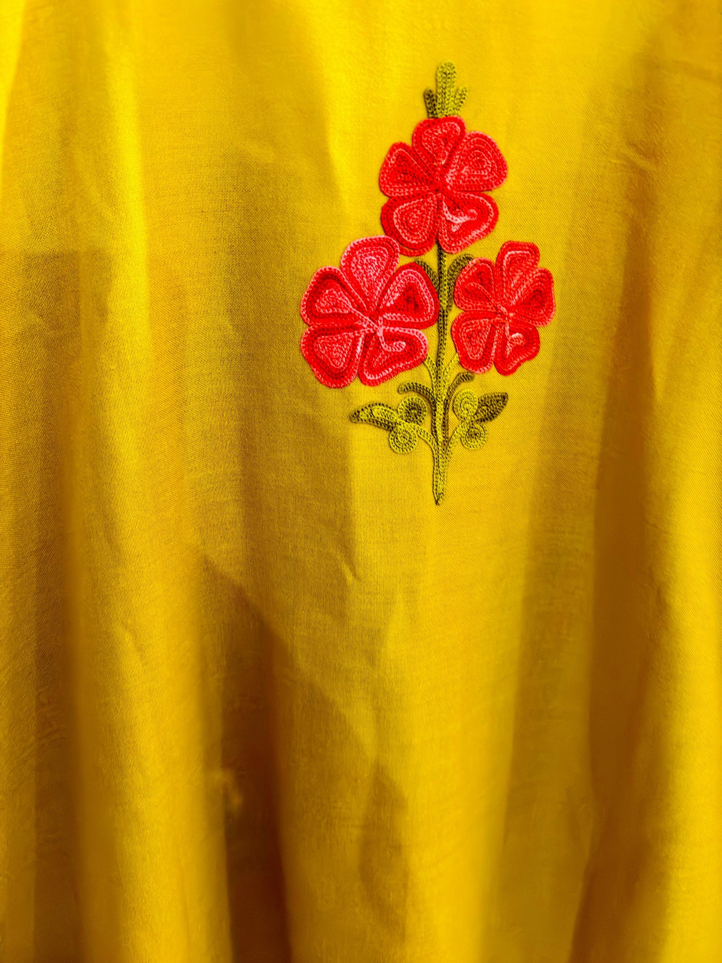 Summer Posh Mustard Green Aari Kurta