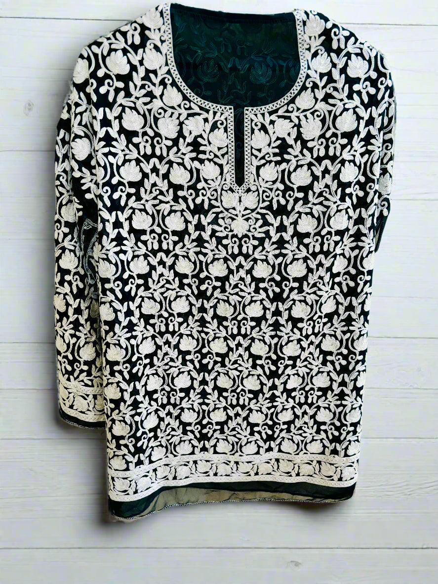 Summer Posh Black Aari Short Kurta