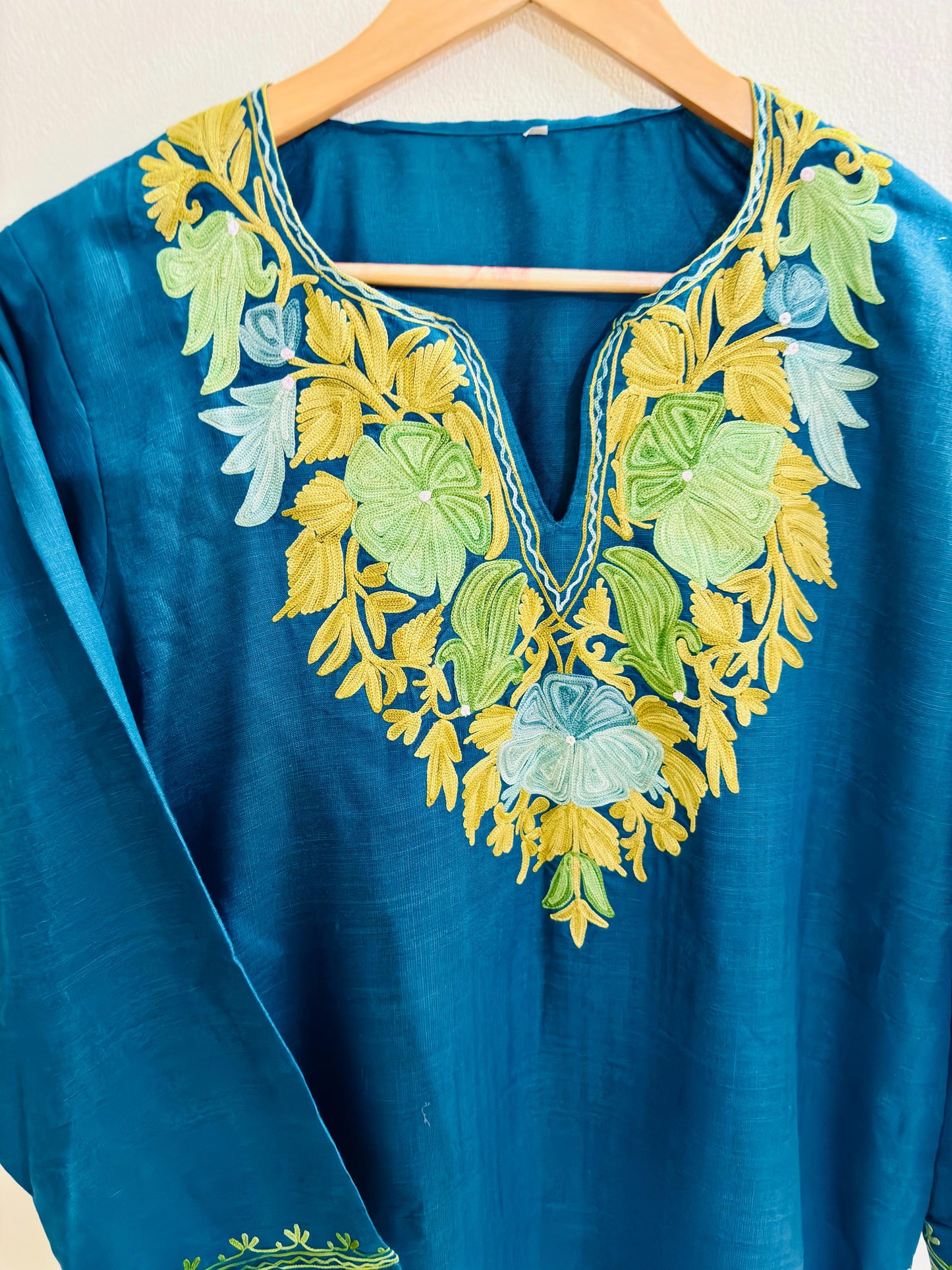 Summer Posh Teal Blue Aari Kurta