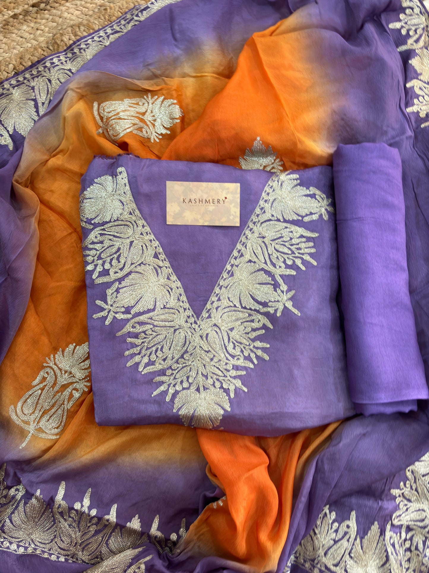Gulab Zari Lavender Unstitched Suit