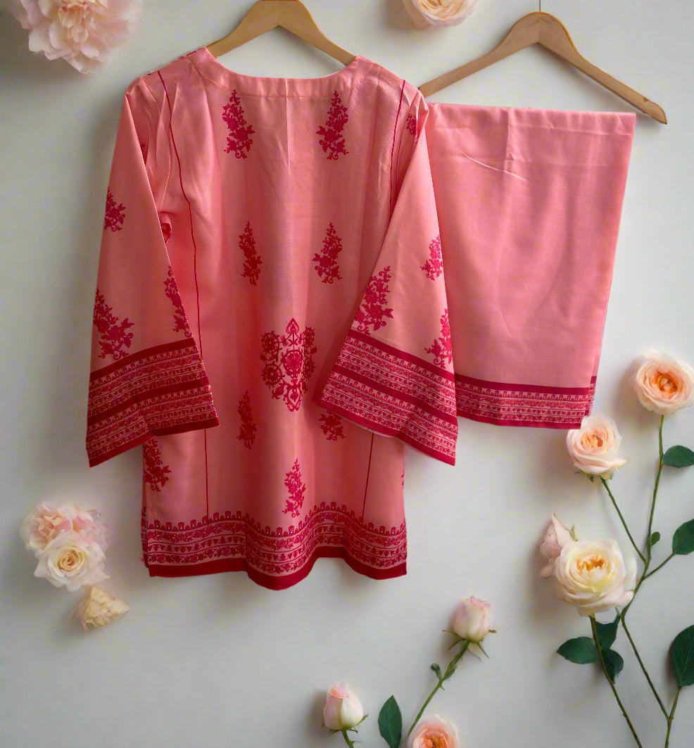 Bahar Peach Pink Linen Kurta Set for Women