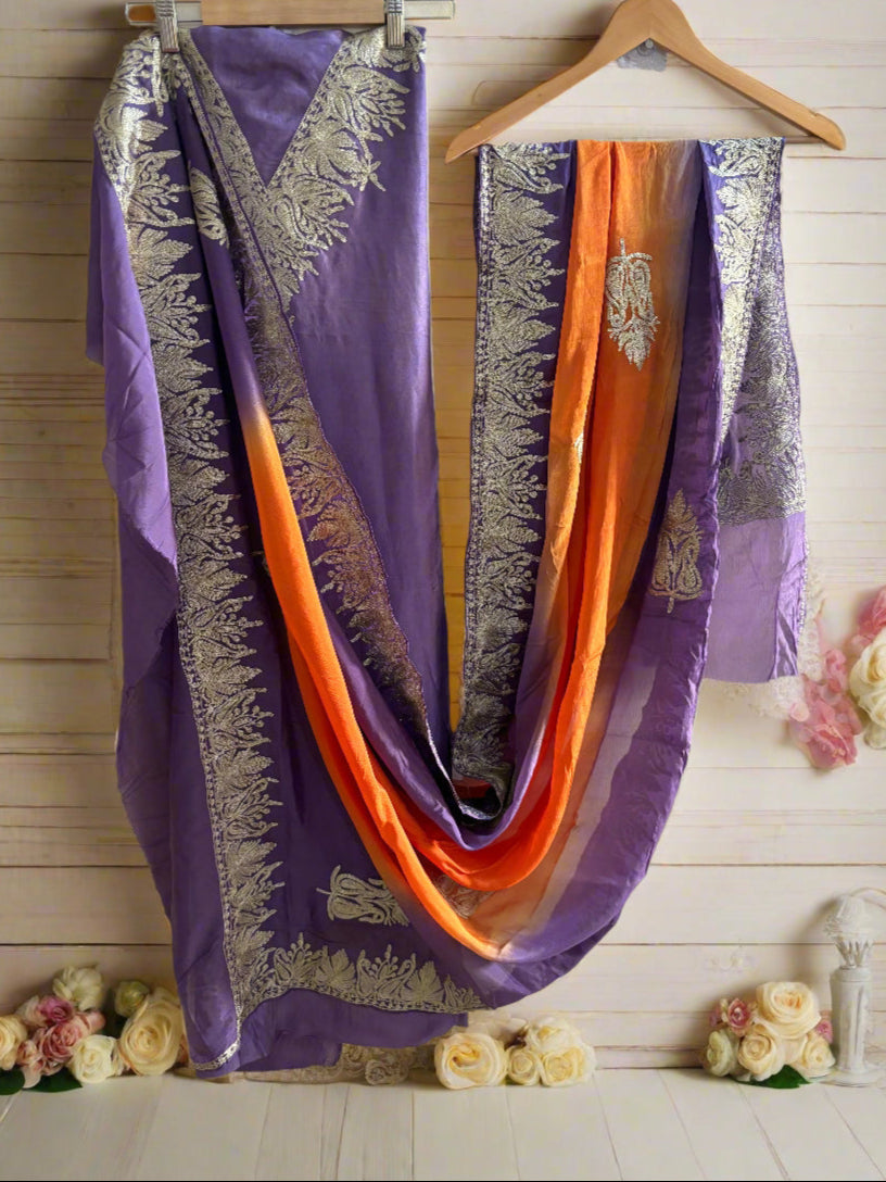 Gulab Zari Lavender Unstitched Suit
