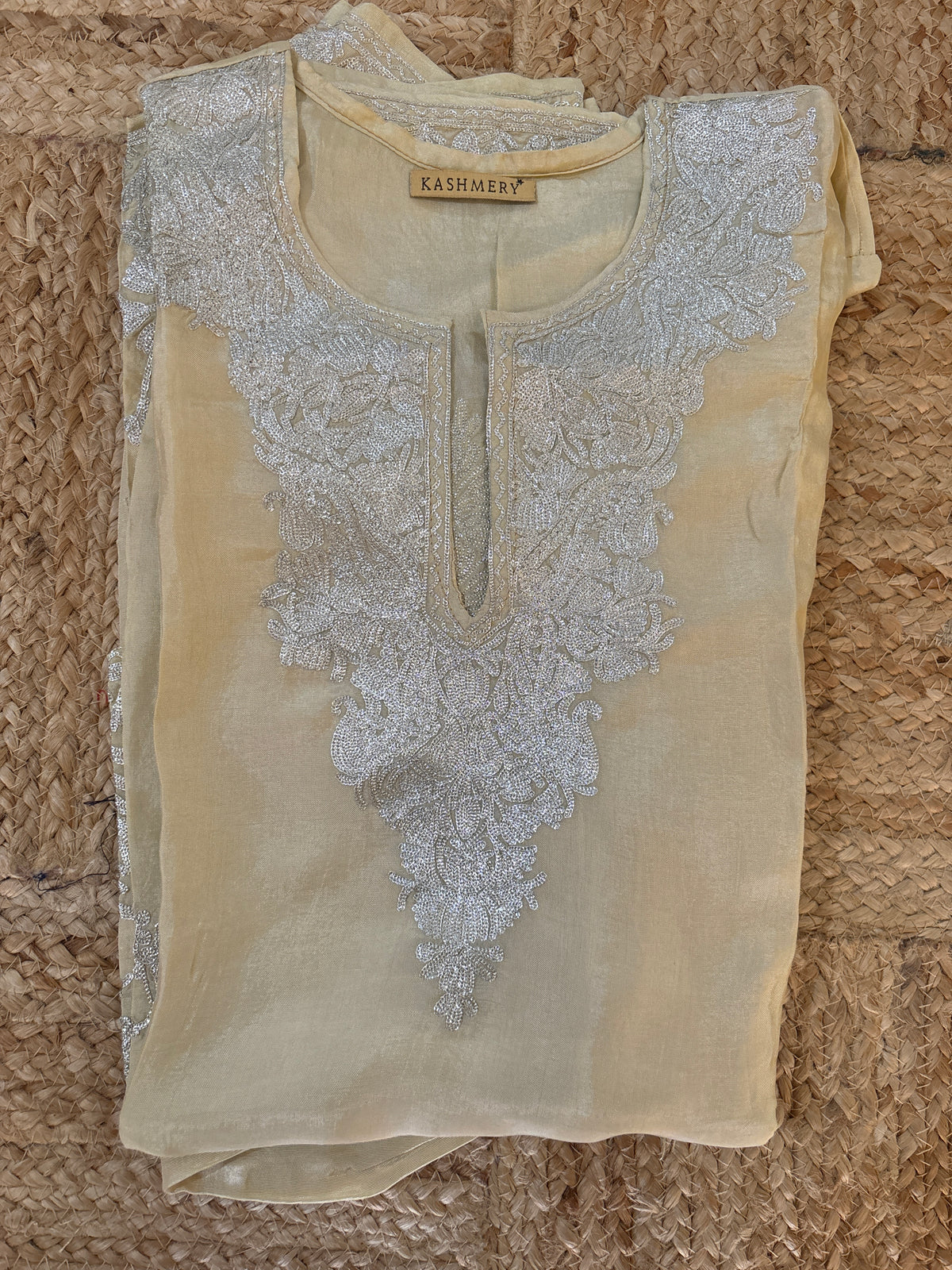Pamposh Ivory with Zari Tilla Aari Embroidered Kurta Set