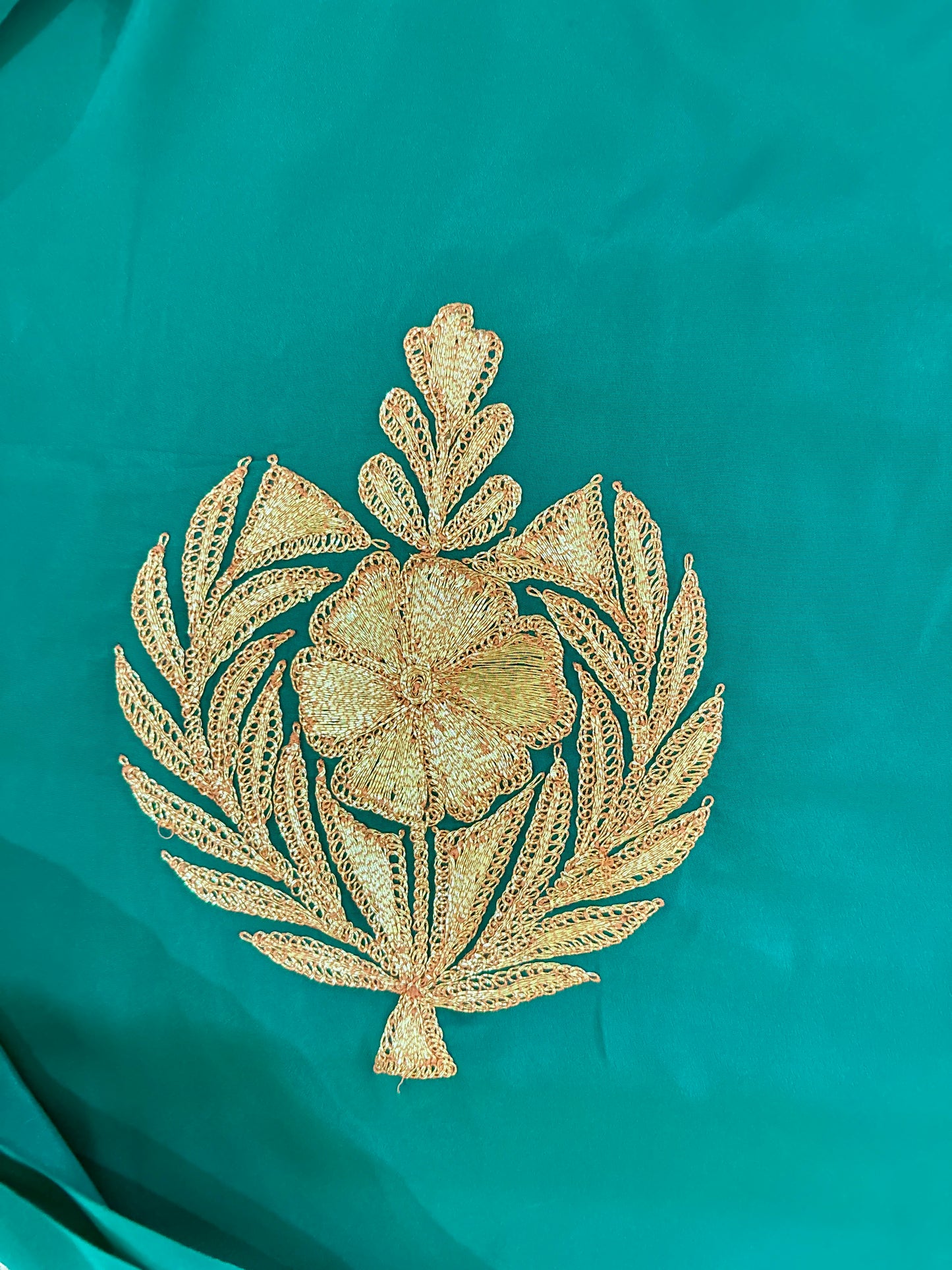 Nayna Sea Green Crepe Tilla Saree with Kasmiri Tilla Embroidery