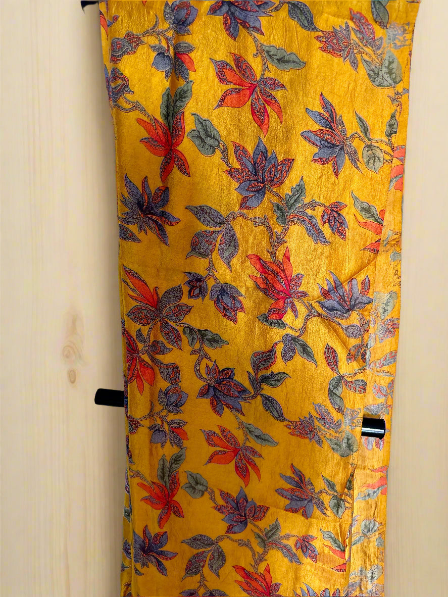 Heer Mustard Kashmiri Silk Unstiched Suit with Thread Embroidery