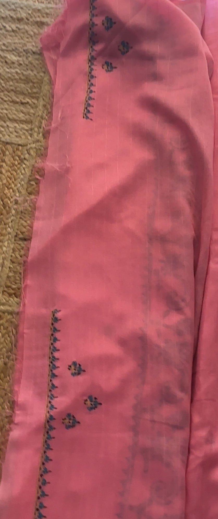 Naari Tussar Silk Pink Saree with Handmade Thread Work