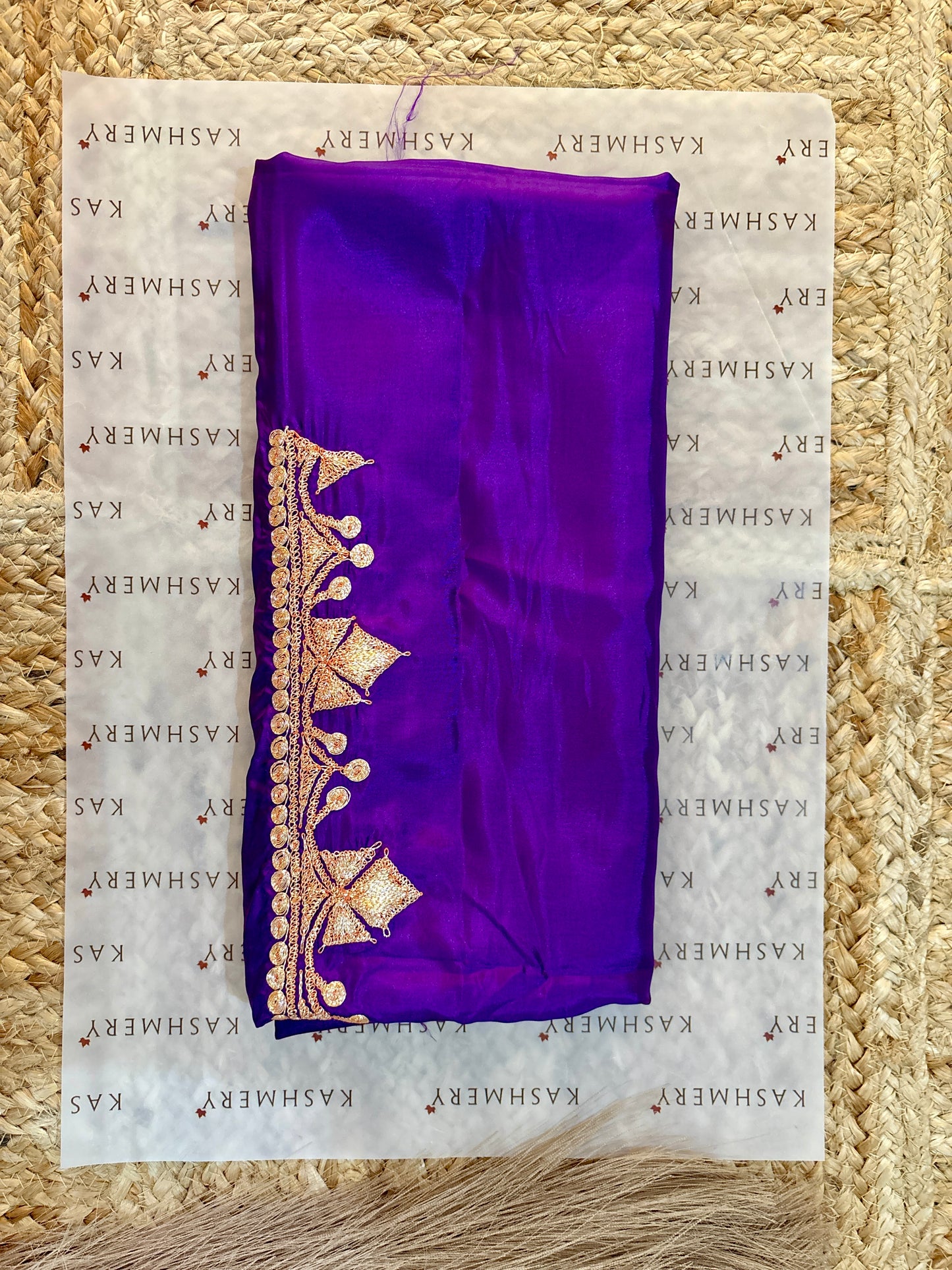 Madhuri Purple Organza Saree With Kashmiri Tilla Embroidery