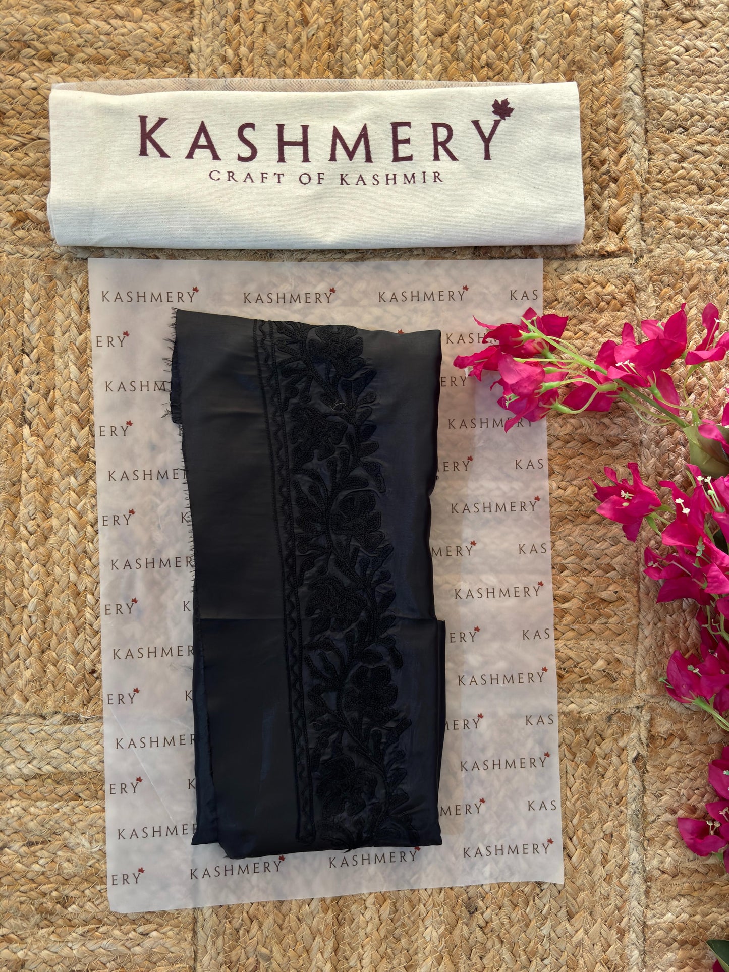 Noor Black Organza Saree With Kashmiri Aari Embroidery