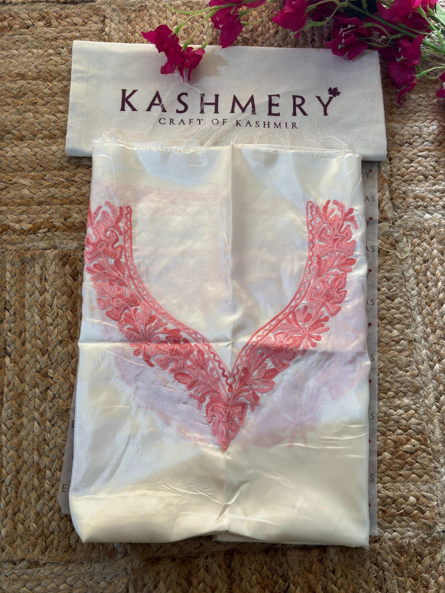 Noor White Organza Saree With Kashmiri Aari Embroidery