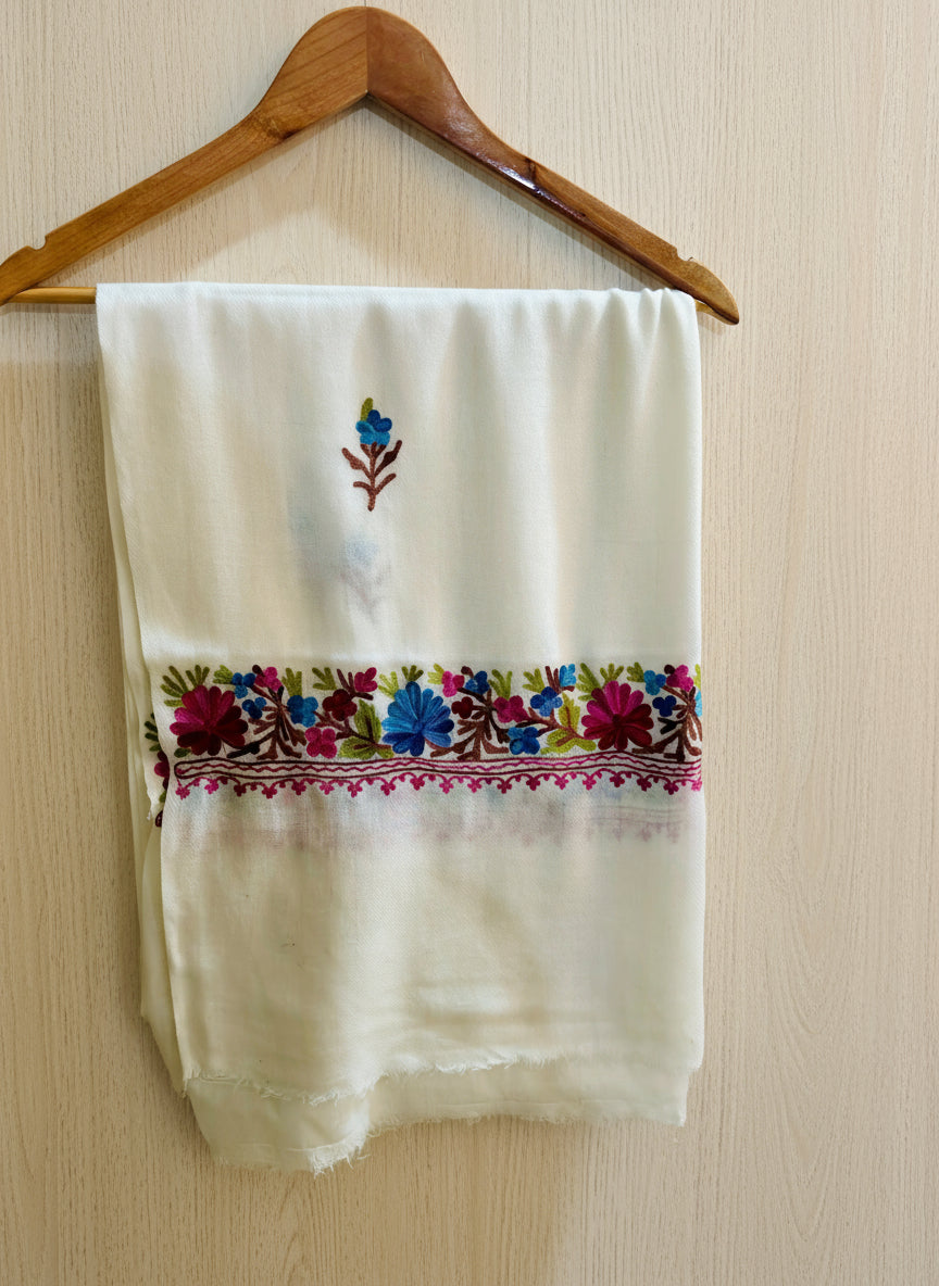 Waadi White Aari Work Stole