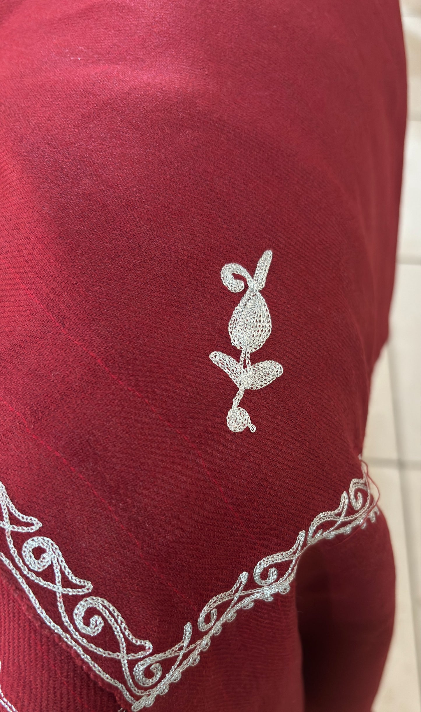 Waadi Maroon Zari Work Stole