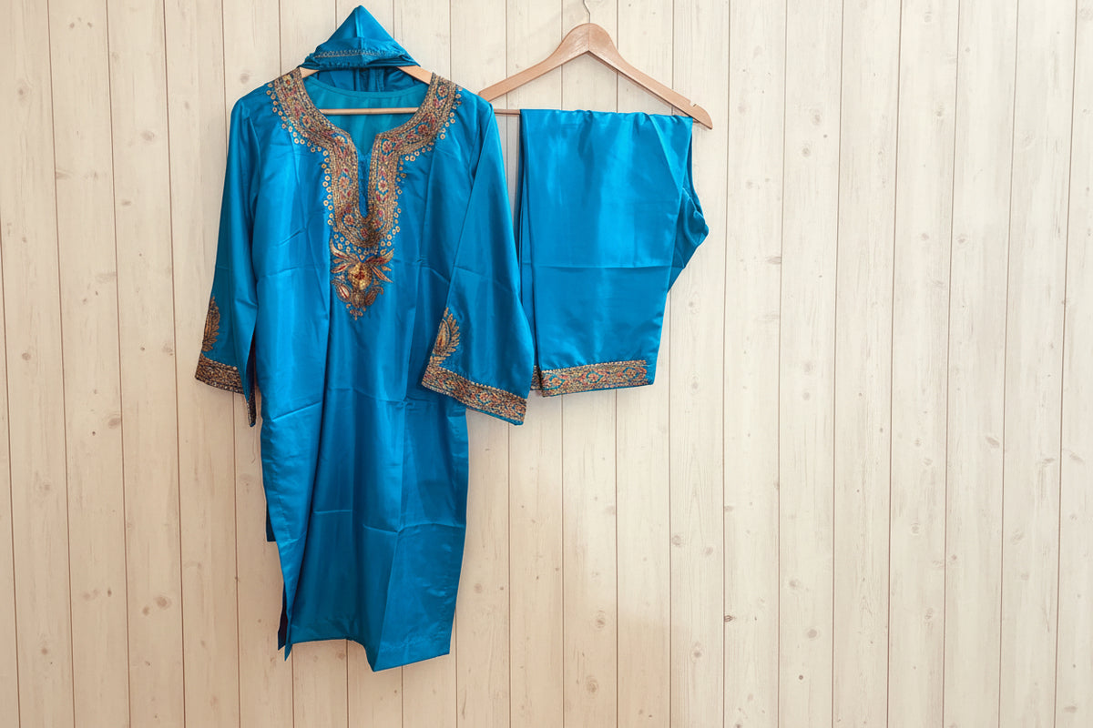 Leela Stitched Blue Tilla Suit Set with Dupatta