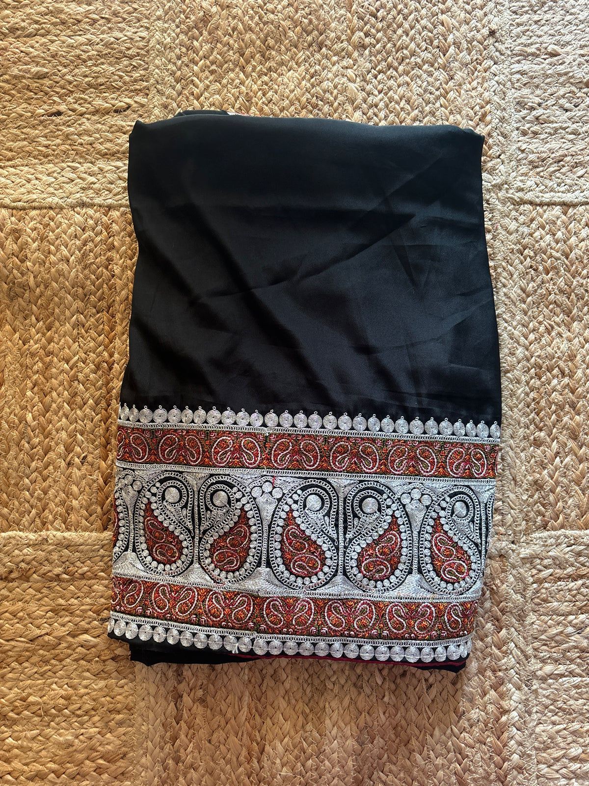 Lailaa Black Saree with Kashmiri Soni & Tilla Embroidery
