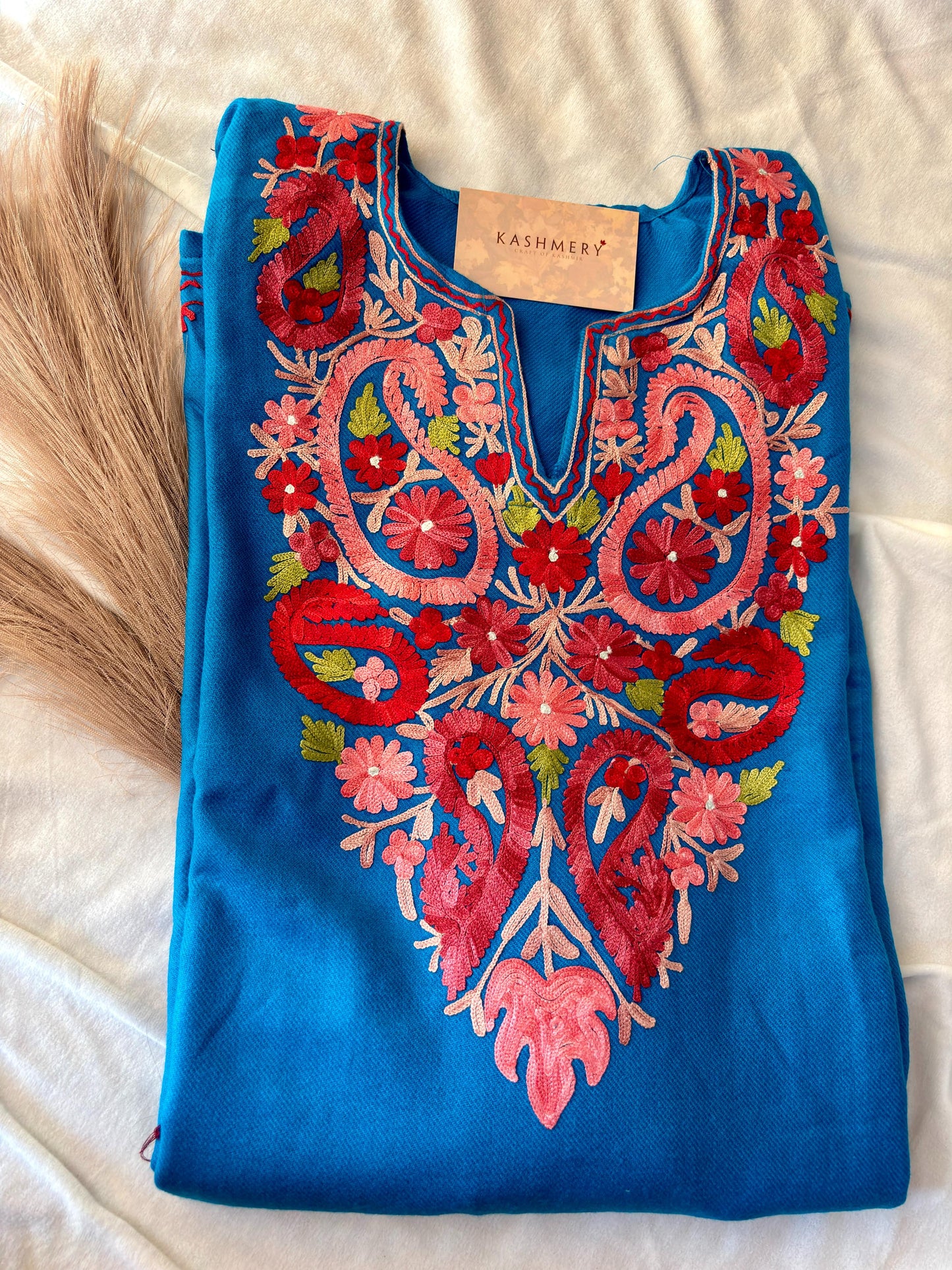 Shikara Blue Shade Aari Work Pheran