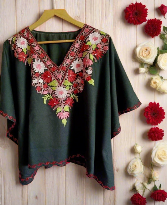 Heer Black Short Aari Work Kaftan