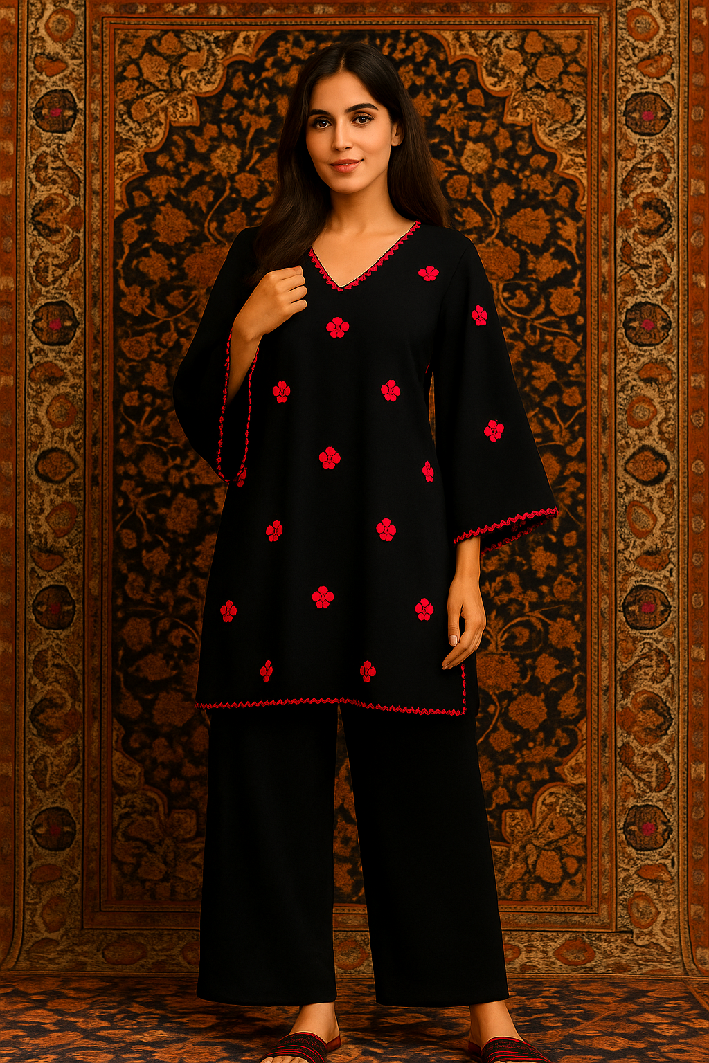 Zoon Black Kurta Set for Women-Summer Edition