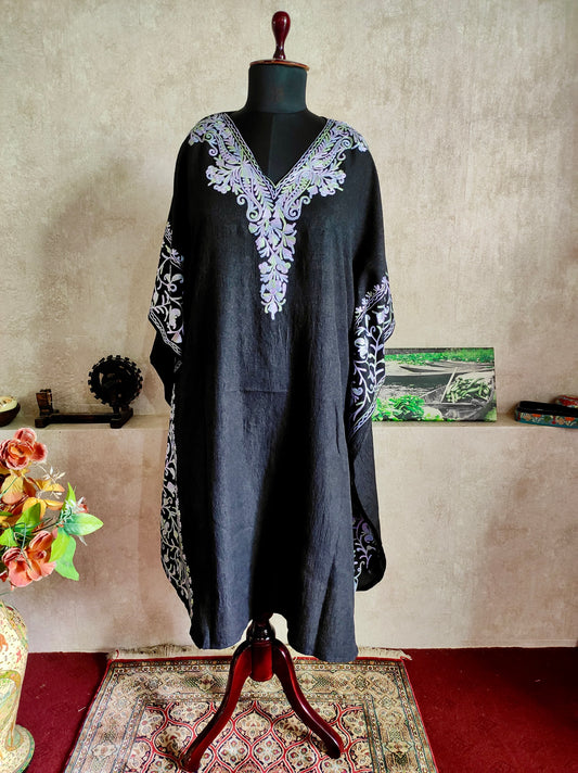 Heer Black Long Aari Work Kaftan