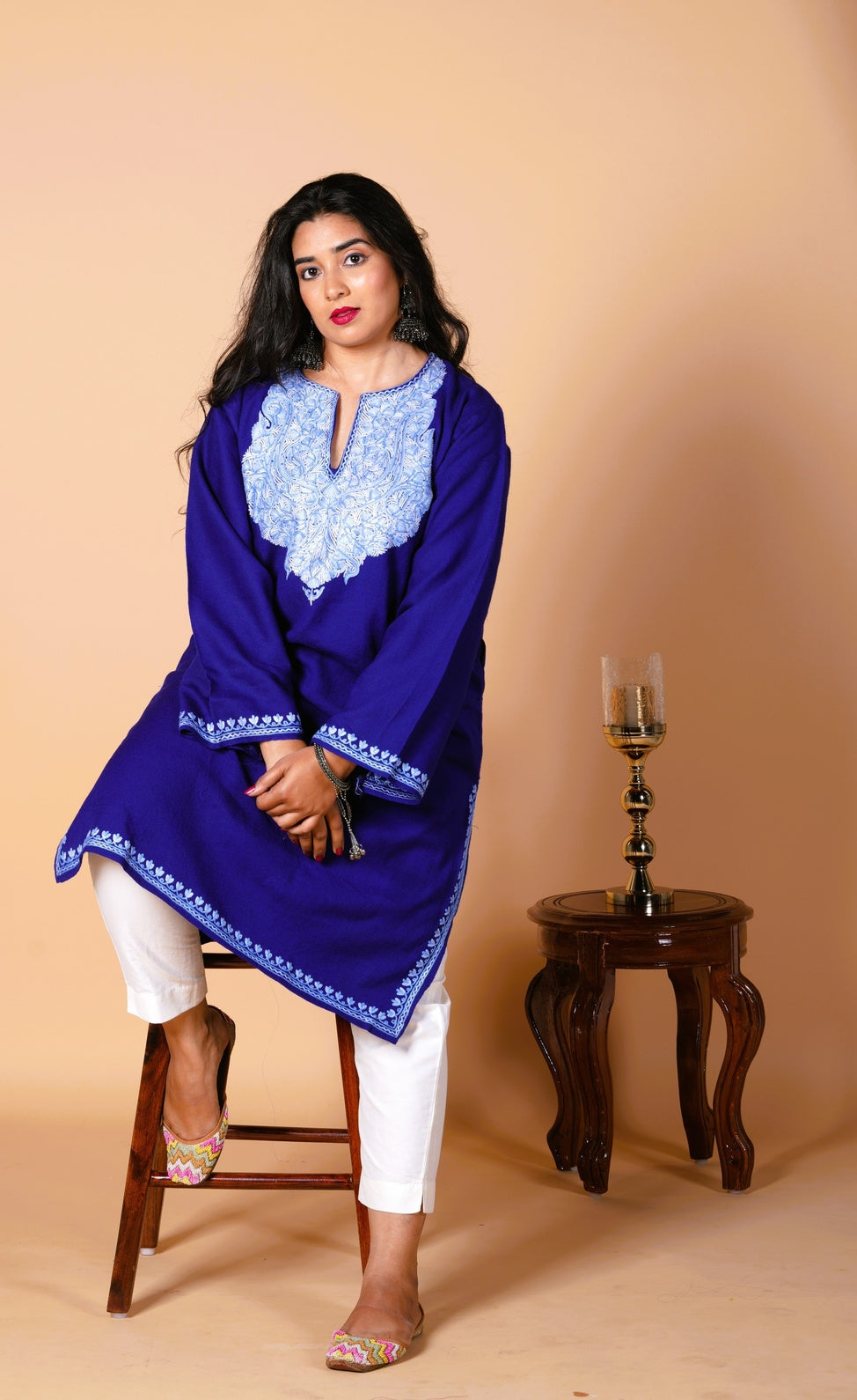 Vandh Blue HandMade Aari Work Pheran