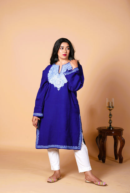 Vandh Blue HandMade Aari Work Pheran