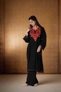 Sheen Royal Black HandMade Aari work Pheran