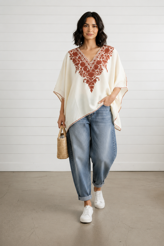 Heer White Short Zari Work Kaftan