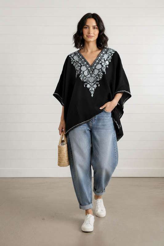 Heer Black Short Zari Work Kaftan