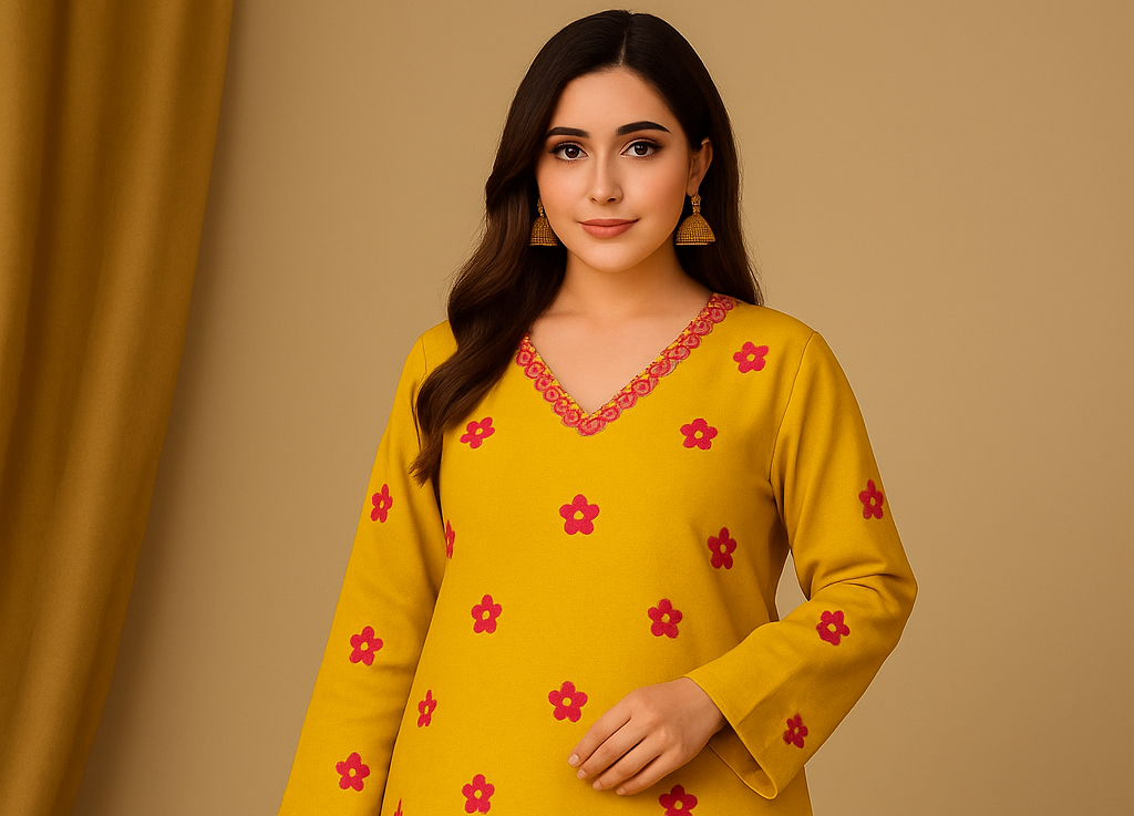 Zoon Mustard Lime Kurta Set for Women-Summer Edition