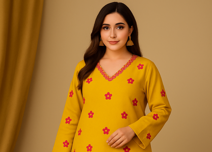 Zoon Mustard Lime Kurta Set for Women-Summer Edition