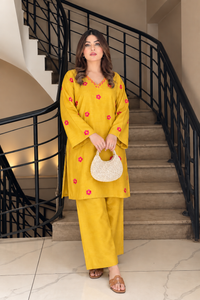 Zoon Mustard Lime Kurta Set for Women-Summer Edition