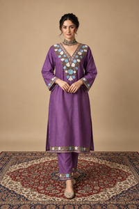 Pamposh Lavender Mutli Color Aari Embroidered Kurta Set