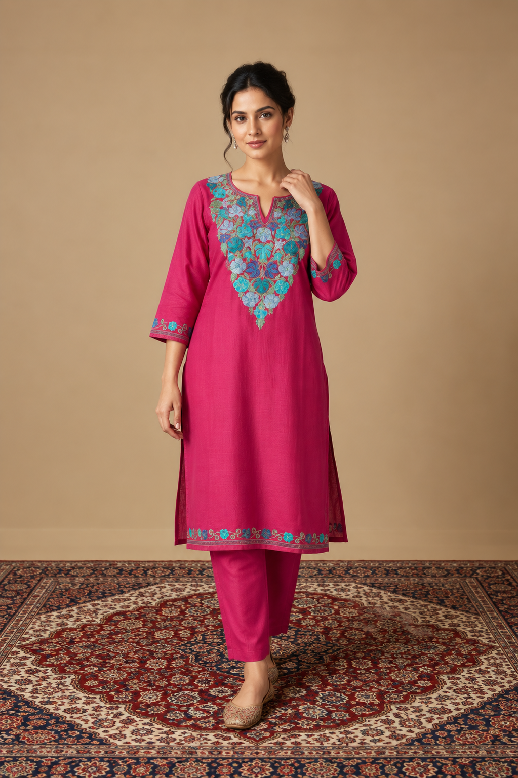 Bahar Noon Chai Pink Aari Embroidered Co-Ord Set – Summer Edition