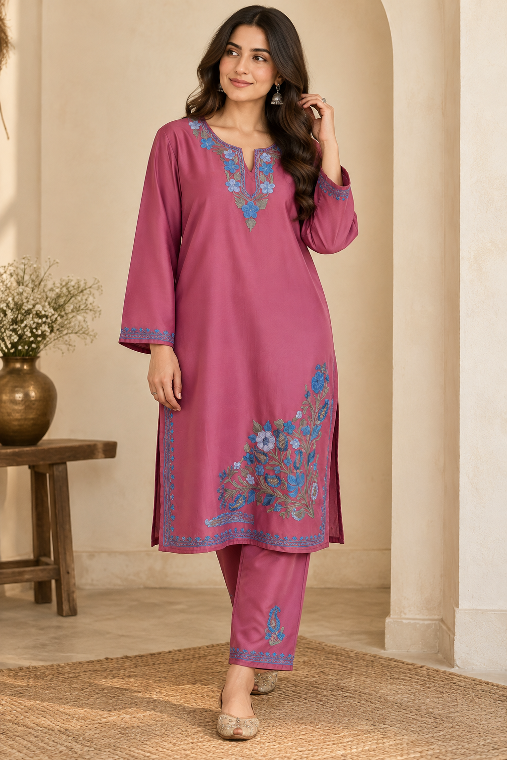 Bahar Touch of Pink Aari Embroidered Co-Ord Set – Summer Edition