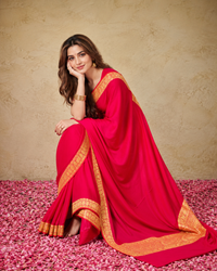 Mahren Rani Pink Crepe Saree With Kashmiri Tilla Embroidery