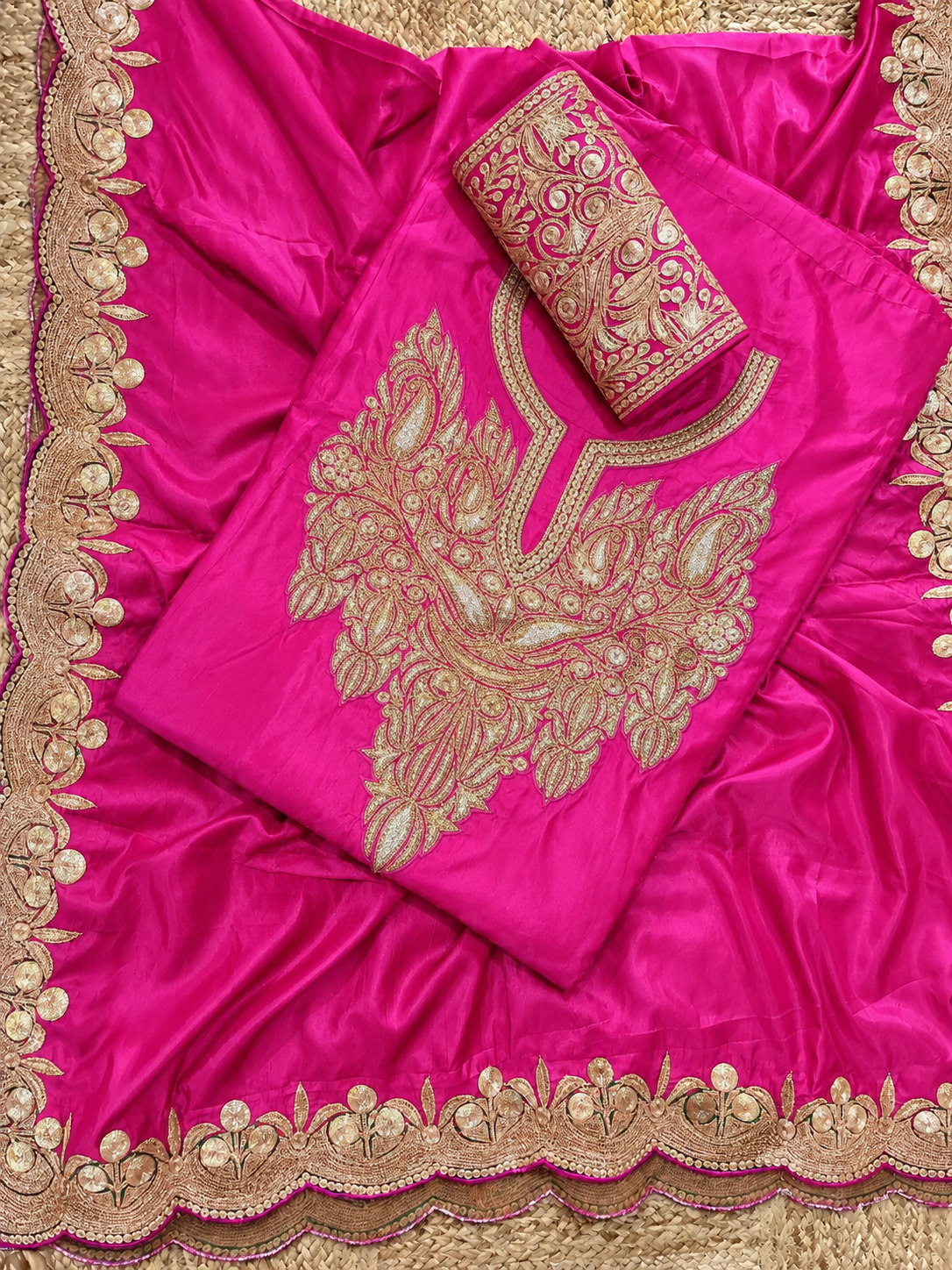 Nayna Royal Pink  Unstiched Suit with Tilla Embroidery