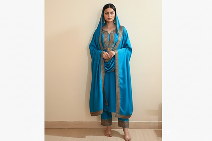 Leela Stitched Blue Tilla Suit Set with Dupatta