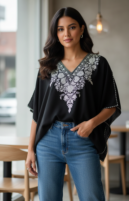 Heer Black Short Zari Work Kaftan