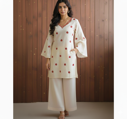 Zoon White Kurta Set for Women-Summer Edition