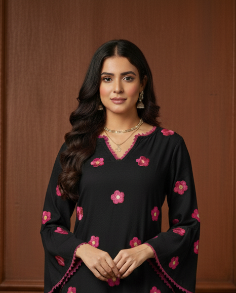 Zoon Black Kurta Set for Women-Summer Edition