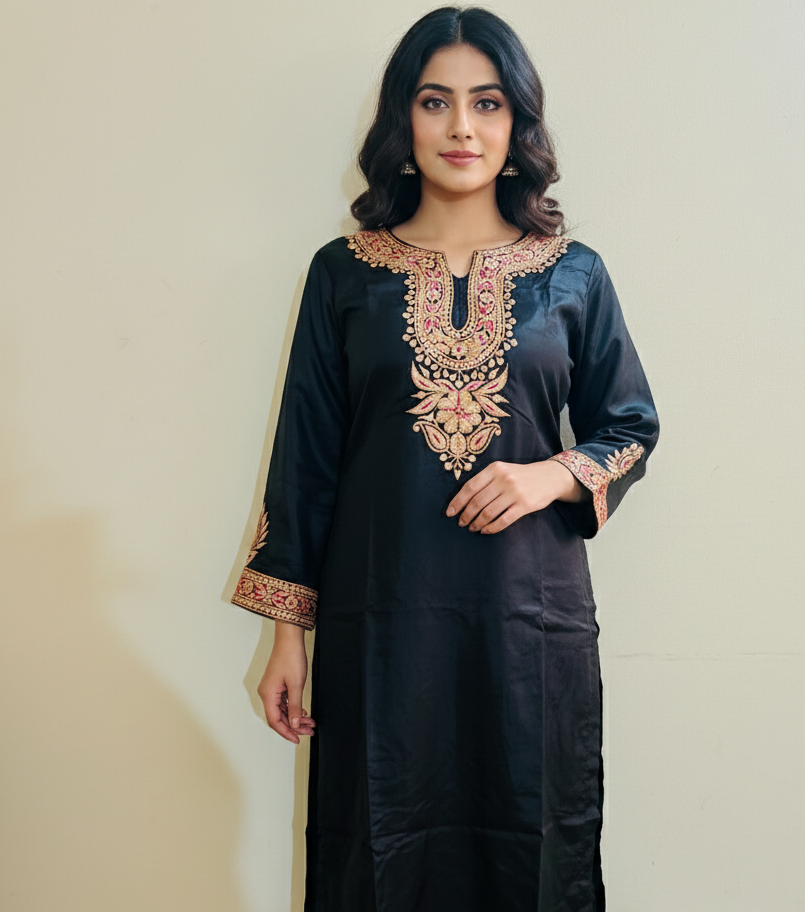 Leela Stitched Black Tilla Suit Set with Dupatta