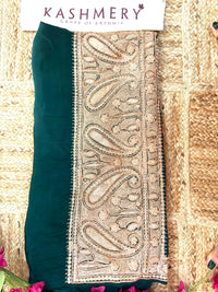 Mahren Green Crepe Saree With Kashmiri Tilla Embroidery