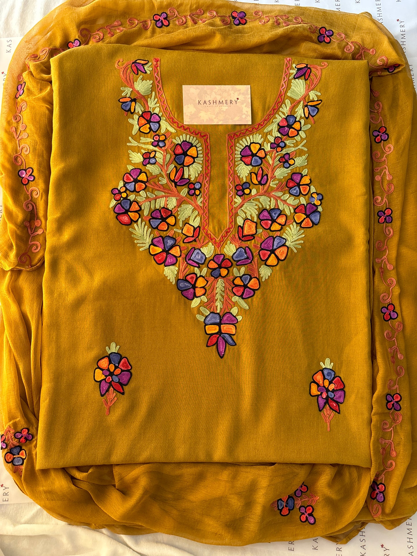 Gul Mustard Aari Embroidered Unstitched Suit – Summer Edition