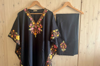 Heer Black Long Aari Work Kaftan Set